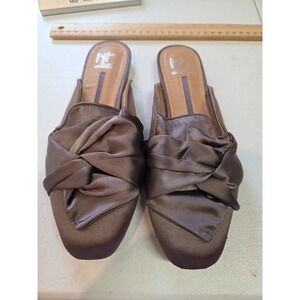 New Directions "Sprout" Women's Slip-On Mules Deep Purple Satin Knot Front Size